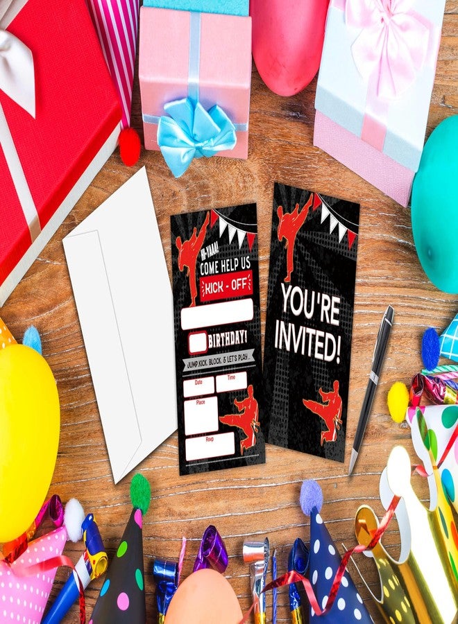 Zmyollo Ninjas Birthday Invitations with Envelopes - 20PCS Kids Birthday Party Invitations for Boys and Girls - Martial Arts Birthday Party Supplies Decorations -40 - Image 3