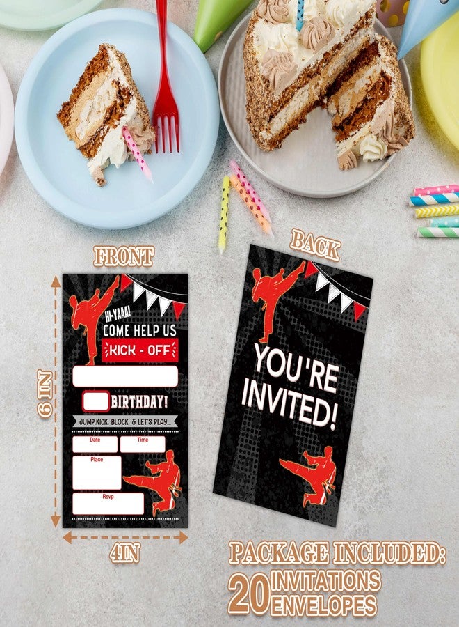 Zmyollo Ninjas Birthday Invitations with Envelopes - 20PCS Kids Birthday Party Invitations for Boys and Girls - Martial Arts Birthday Party Supplies Decorations -40 - Image 4