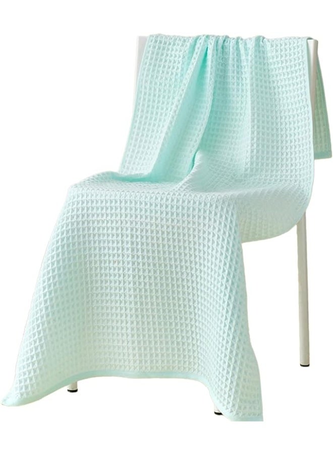 Soft Bath Towel Set 1 Size 100% Cotton Waffle WeaveTowels Light Green 70  140cm  - Image 1
