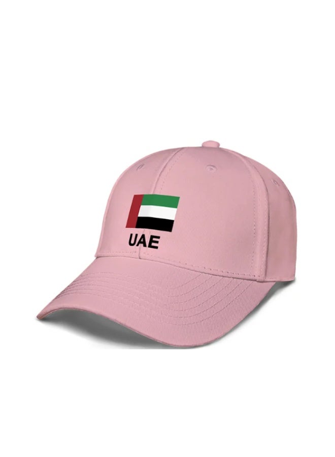 Unisex Baseball Cap with UAE Flag Design, Pink Sun Protection Hat for Outdoor Activities - Image 1