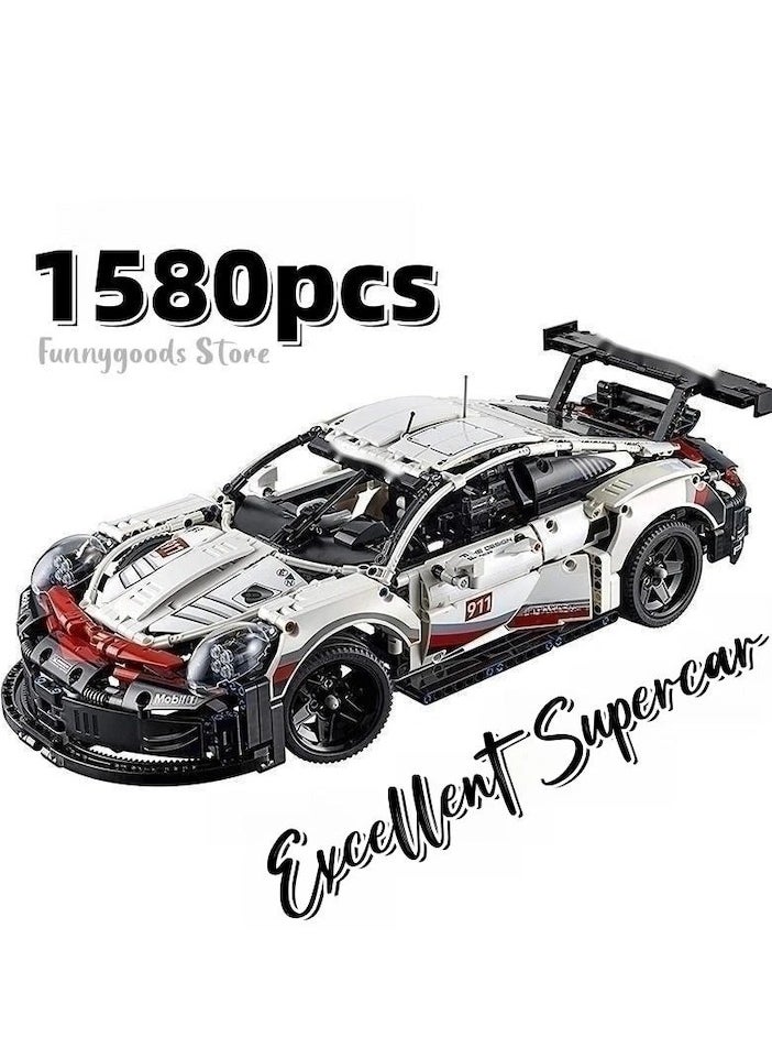 XiuWoo 1580 pcs,  Sports car construction set, Building Block Sports Car Model, Car Toys Difficult to Heal and Decompress Jigsaw Funny, ABS, 9 years+, 50 cm, White/Black  - Image 2