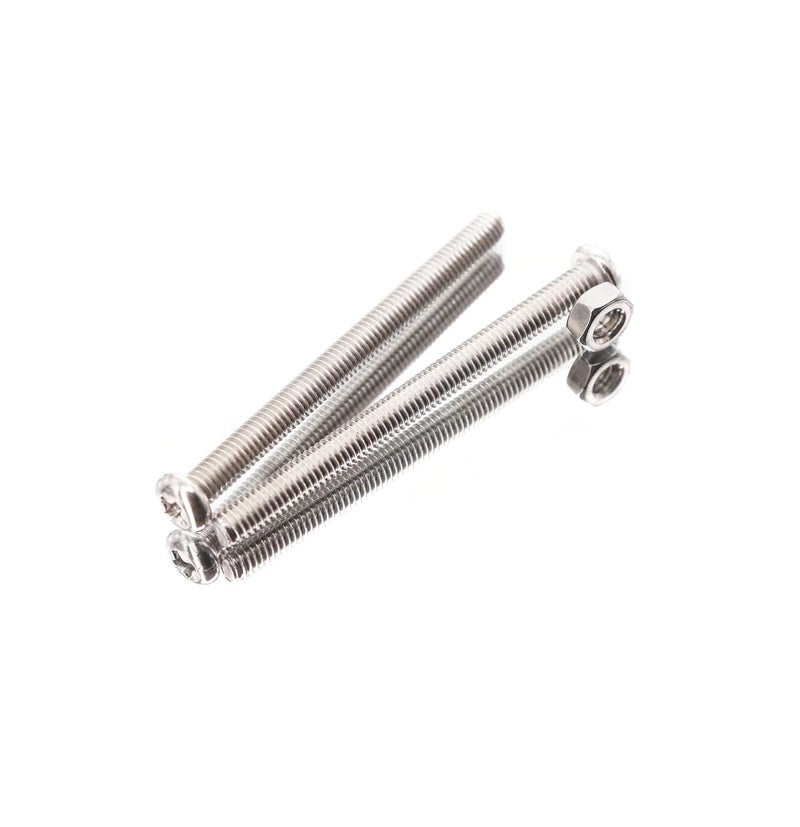30-Pack M4 50mm Pan Phillips Tornillo Machine Screws and Hex Nuts Set 304 Stainless Steel Plain Finish