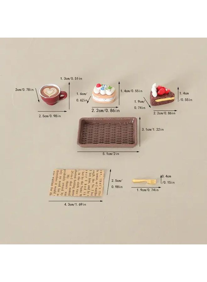 Chocolate Miniature Coffee Dessert Set with Tiny Trays Realistic Dollhouse Accessories - Image 4
