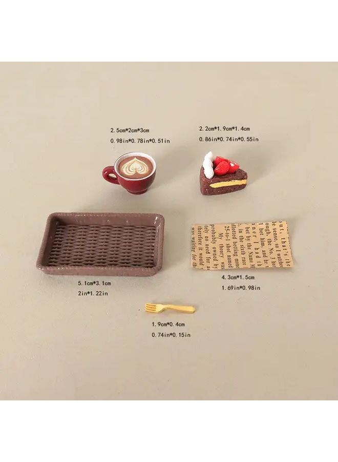 Chocolate Miniature Coffee Dessert Set with Tiny Trays Realistic Dollhouse Accessories - Image 5