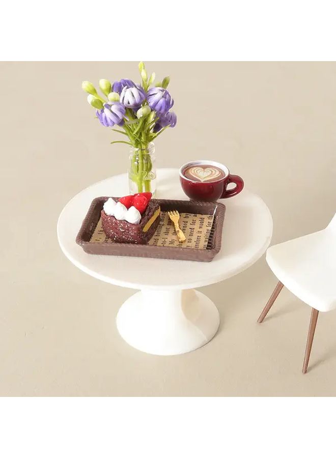 Chocolate Miniature Coffee Dessert Set with Tiny Trays Realistic Dollhouse Accessories - Image 3