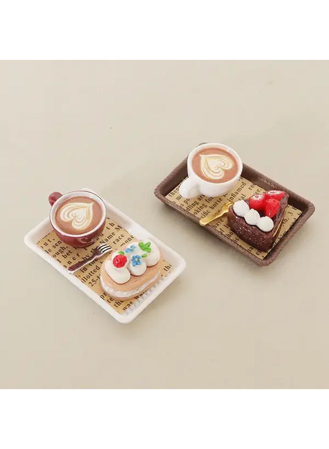 Chocolate Miniature Coffee Dessert Set with Tiny Trays Realistic Dollhouse Accessories - Image 2