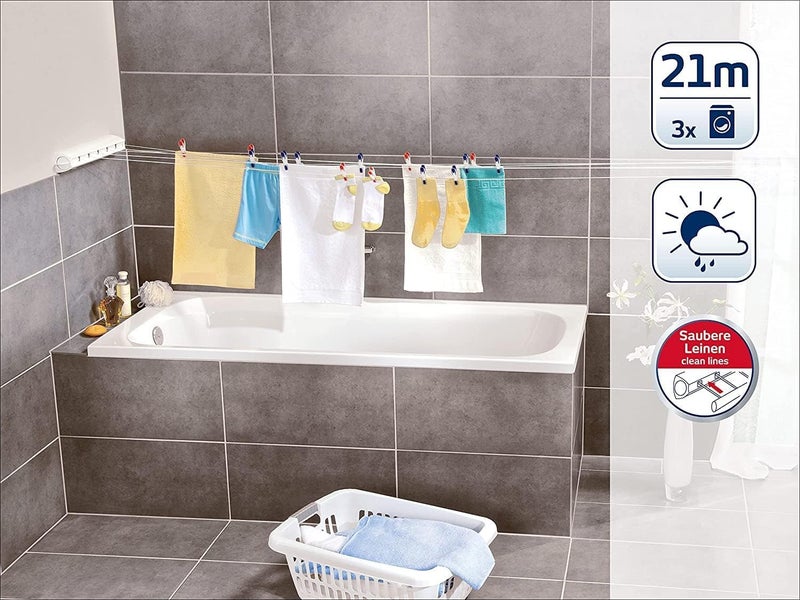 Leifheit Rollfix Plastic WallMounted Dryer White - Image 2