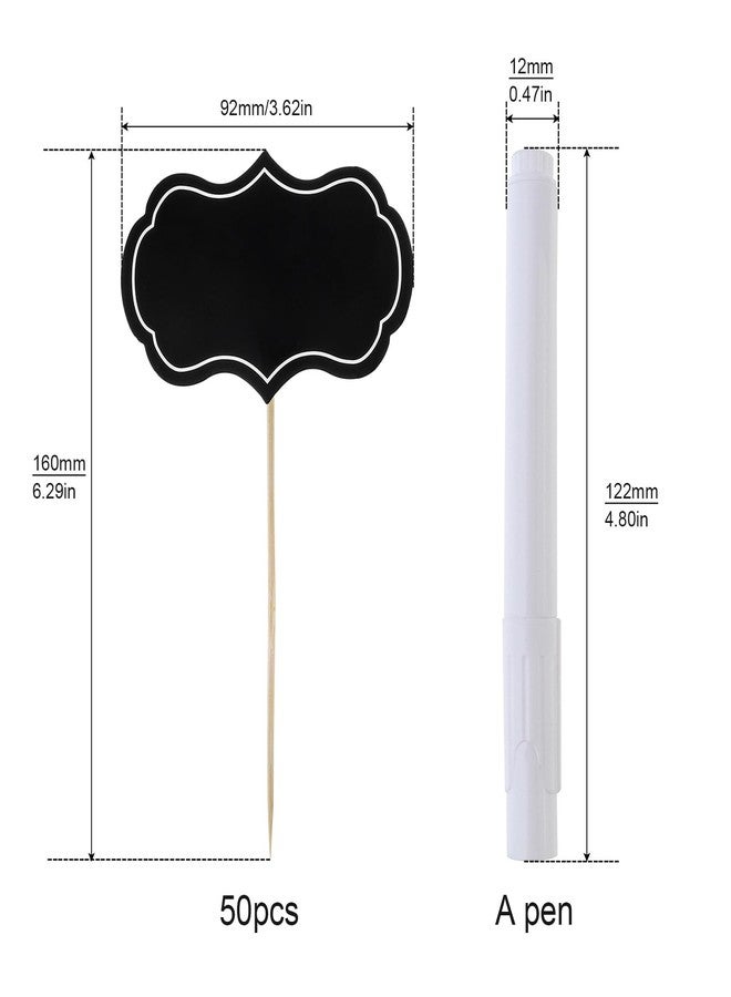 MovFlax 50 Pieces Cheese Markers for Charcuterie Board, Food Tags Buffet Labels Cupcake Toppers for Party, Appetizer Signs Cocktail Picks Fruit Sticks for Wedding, Dinner Decor with Marker Pen (Black) - Image 4