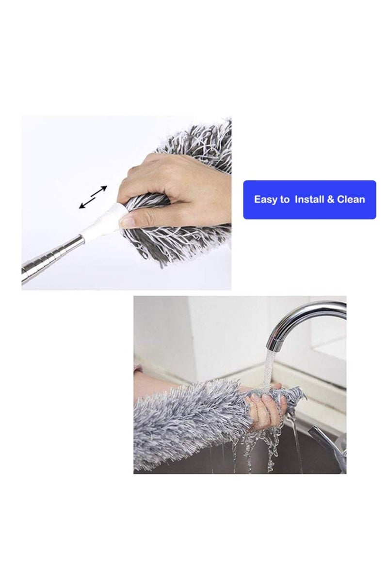 Extendable Feather Duster with Telescopic Handle (Stainless Steel) Extra Long 100" Washable and Bendable for Cleaning High Ceiling Fans and Blinds - Image 4
