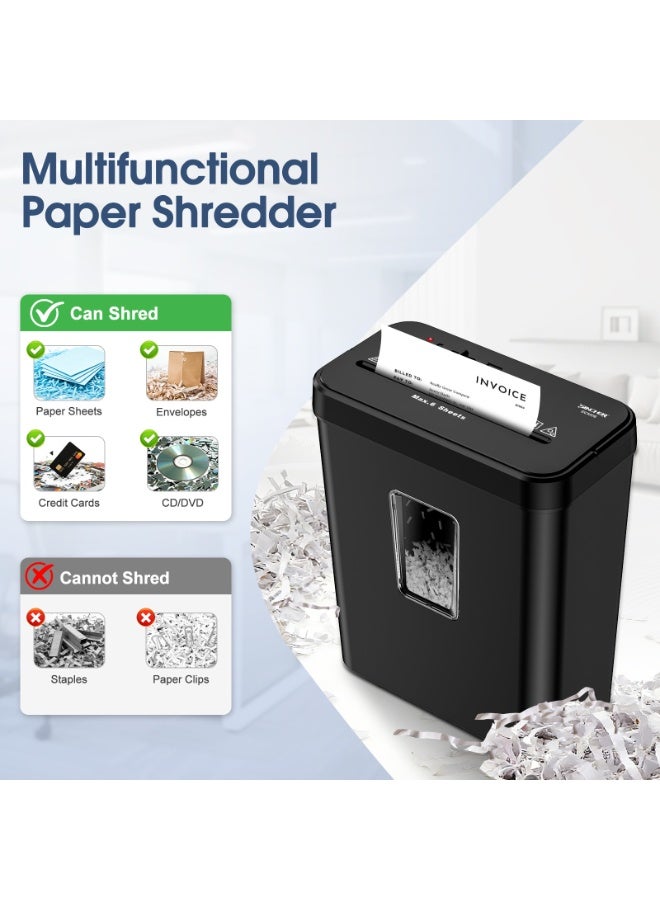 سنشر آلة تمزيق الورق ذات القطع المتقاطع 6 أوراق P-4، تمزق الورق/بطاقات الائتمان، للاستخدام المنزلي والمكتبي - Image 3