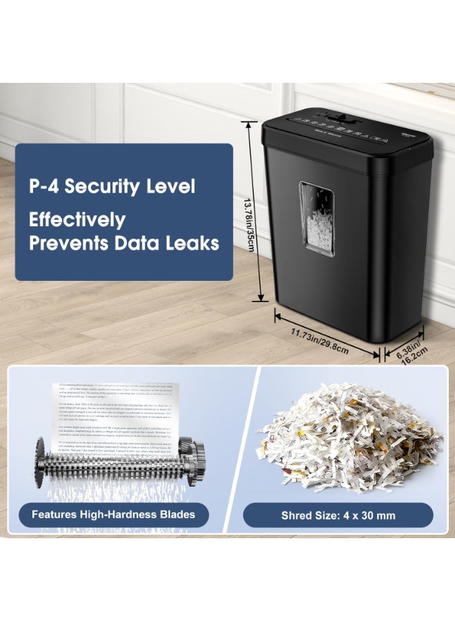 سنشر آلة تمزيق الورق ذات القطع المتقاطع 6 أوراق P-4، تمزق الورق/بطاقات الائتمان، للاستخدام المنزلي والمكتبي - Image 5