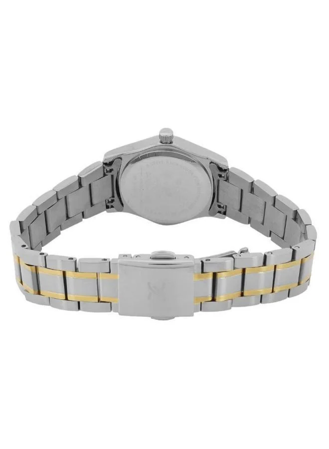 Daniel Klein Women's Stainless Steel Silver and Gold Alloy Case Analog Silver Round Emboss Dial Japanese Quartz Premium 30 Meters Water Resistant