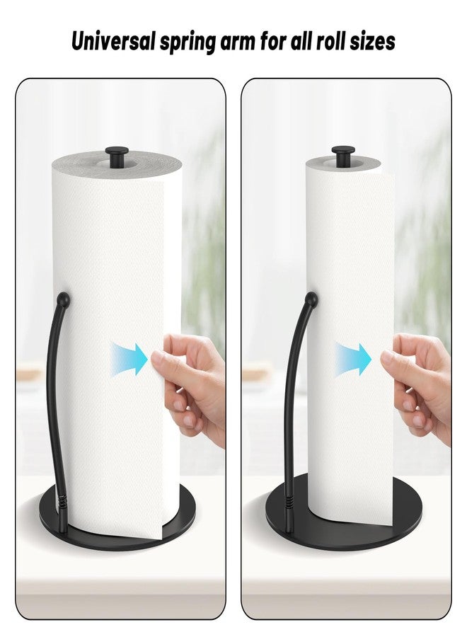 VEHHE Paper Towel Holder Countertop with Spring Arm, EVA Non-Slip Base, Freestanding Paper Towel Holder for Kitchen Bathroom (Black) - Image 4