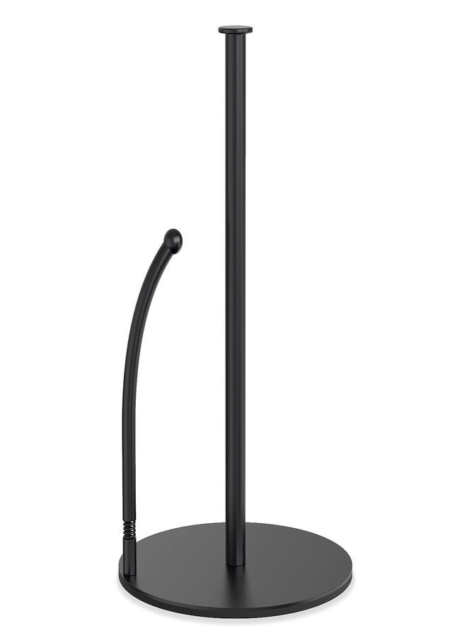 VEHHE Paper Towel Holder Countertop with Spring Arm, EVA Non-Slip Base, Freestanding Paper Towel Holder for Kitchen Bathroom (Black) - Image 1