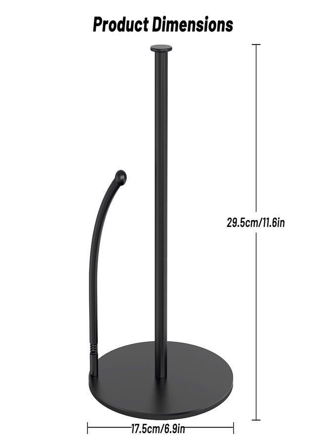 VEHHE Paper Towel Holder Countertop with Spring Arm, EVA Non-Slip Base, Freestanding Paper Towel Holder for Kitchen Bathroom (Black) - Image 2