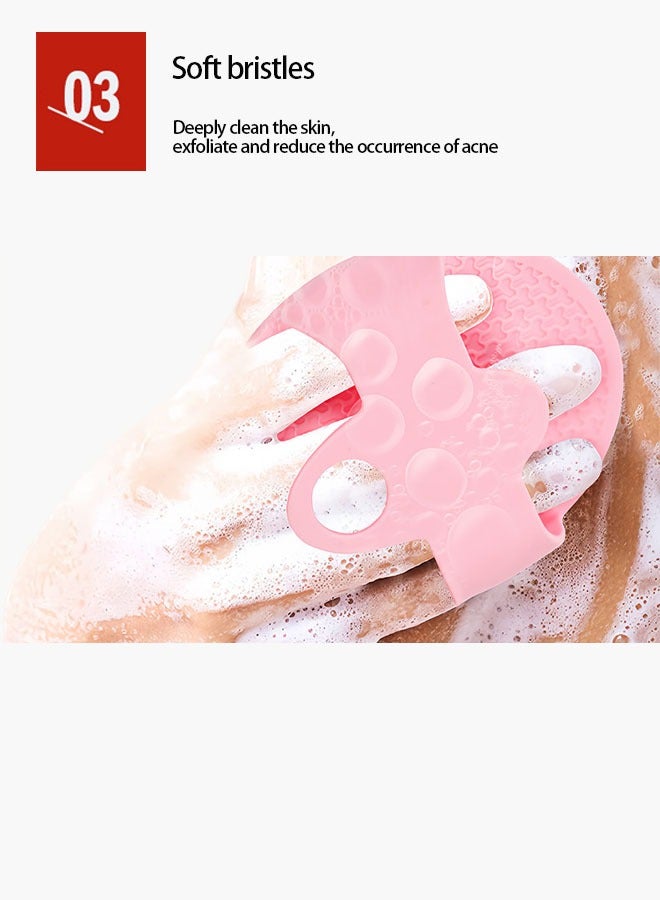 Silicone body scrub, gentle exfoliating shower and body brush, silicone loofah, bristles are easy to lather, long-lasting, more hygienic than traditional shower loofah, 1-pack, pink - Image 4