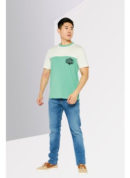 DIESEL Men Round Neck Short Sleeve Brand Logo T-Shirts, Beige  - Image 2