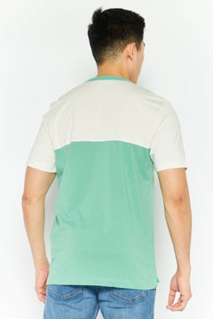 DIESEL Men Round Neck Short Sleeve Brand Logo T-Shirts, Beige  - Image 4