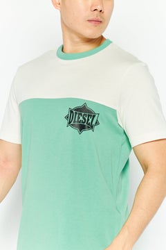 DIESEL Men Round Neck Short Sleeve Brand Logo T-Shirts, Beige  - Image 3