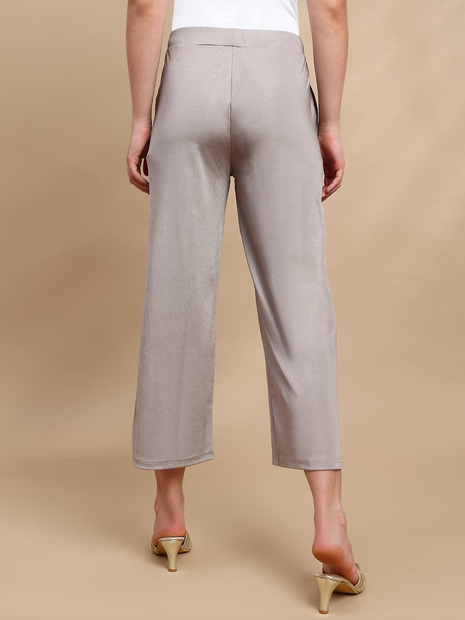De Moza Grey Solid Crop Length Pants - Image 4