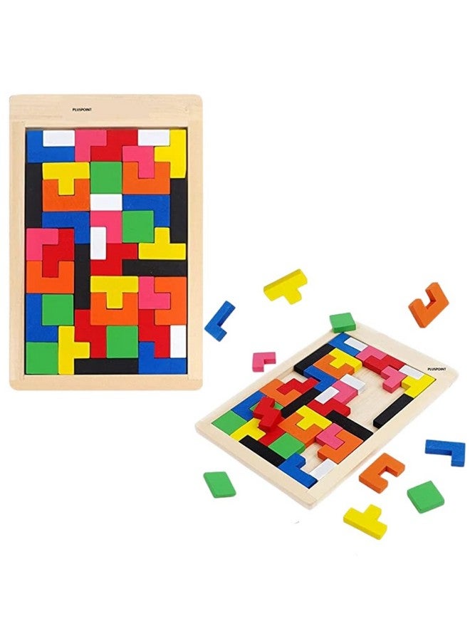 PLUSPOINT Wooden Russian Blocks Pack of 2 Puzzles for Kids Adults, Wood Intelligence Puzzle for Kids Wooden Kids Jigsaw Puzzles Brain Teasers Toy Educational Gift for Kids 5-10 Years Travel Puzzle - Image 1