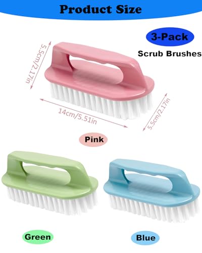Ganganmax Scrub Brush for Cleaning-3 Pack Scrubbing Brushes Heavy Duty Multi-Purpose Household Cleaning Brush with Stiff Bristles Comfort Grip Scrubber Cleaner Brush for Bathtub Sink Carpet Floor & More - Image 2