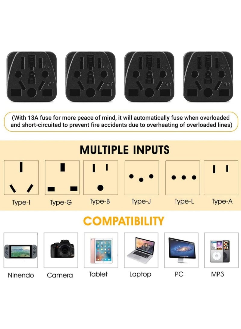 Travel Plug Adapters Cracows Power Adapter Converter Plug British Standard 13A With Fuse,EU/UK/US/AU/CN/JP//Asia/Italy/Brazil TO UK Travel Adaptor (Ys A13 Black - 1 PACK) - Image 2