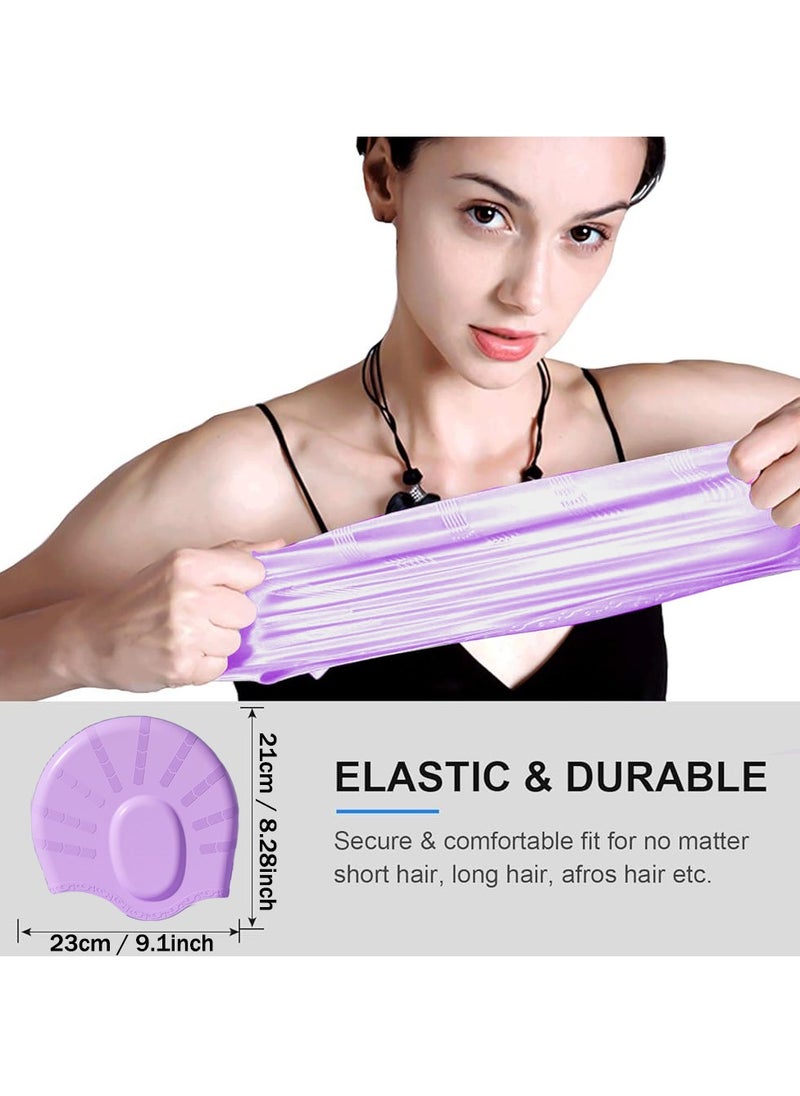 SänHahn Swimming Cap, Silicone Swim Cap for Women Men, Durable Non-Slip Waterproof Swim Cap Protect Ears, Long Hair for Adults, Older Kids - Purple  - Image 3