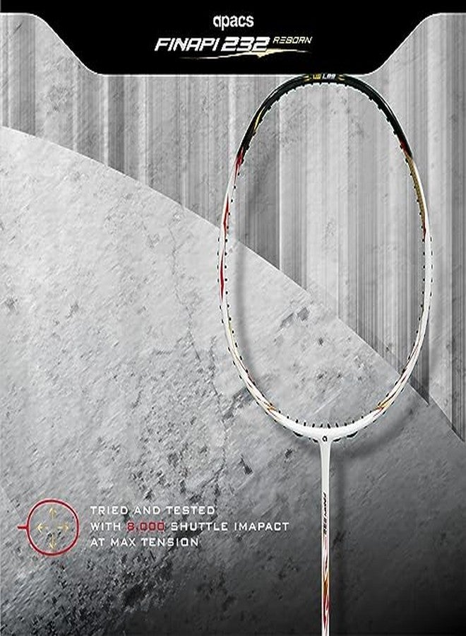 Apacs Finapi 232 Reborn (Unstrung, 42 LBS Mega Tension, World's Toughest Frame) Power Series Badminton Racket | Made with 100% Japanese Ultra Graphite Badminton Racquet with Full Cover (White) - Image 4