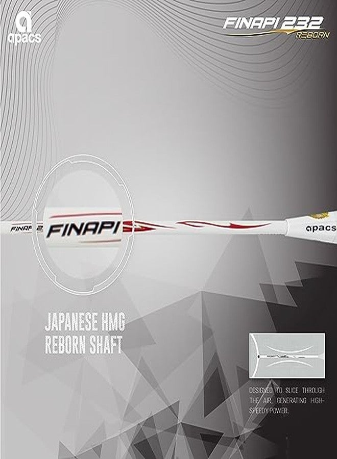 Apacs Finapi 232 Reborn (Unstrung, 42 LBS Mega Tension, World's Toughest Frame) Power Series Badminton Racket | Made with 100% Japanese Ultra Graphite Badminton Racquet with Full Cover (White) - Image 5
