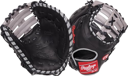 Rawlings | FOUNDATION First Base Mitt | Left Hand Throw | 12.5" - Single-Post Double-Bar Web | Black/Grey - Image 1