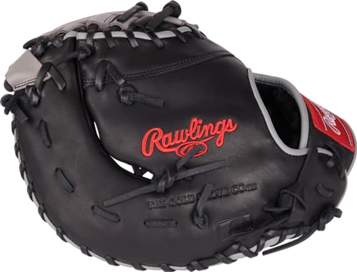 Rawlings | FOUNDATION First Base Mitt | Left Hand Throw | 12.5" - Single-Post Double-Bar Web | Black/Grey - Image 5