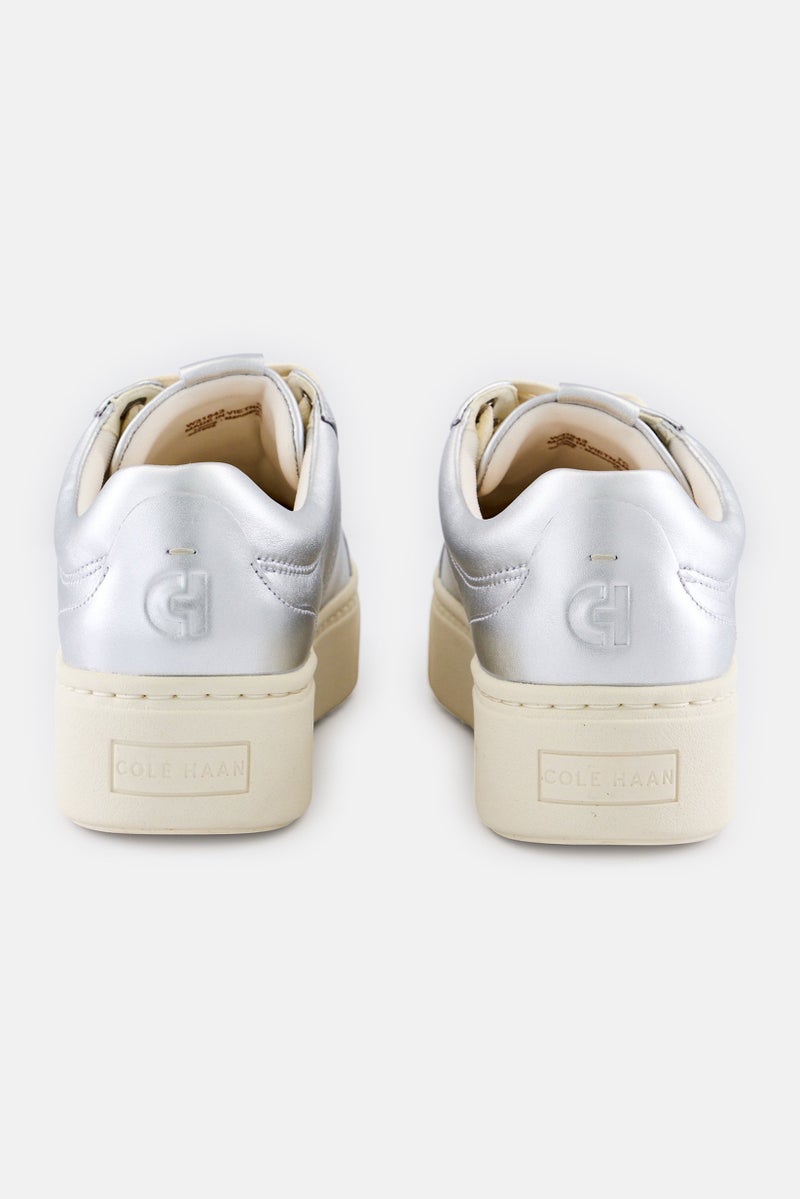 COLE HAAN Women Wide Gp Max Platform Snkr Lace Up Sneaker, Sliver - Image 2