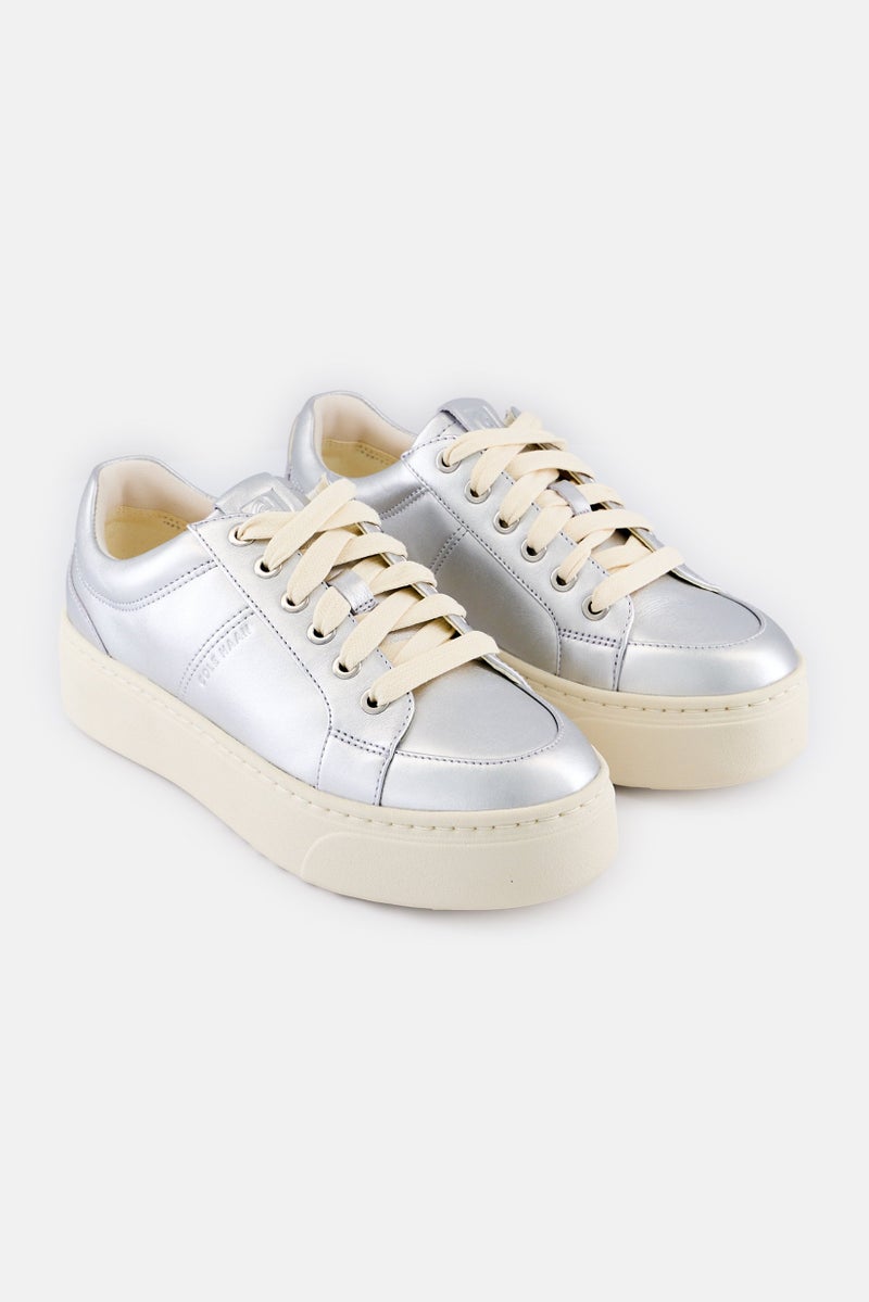 COLE HAAN Women Wide Gp Max Platform Snkr Lace Up Sneaker, Sliver - Image 1