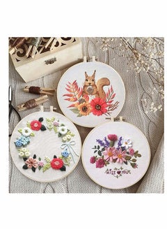 KASTWAVE Embroidery Starter Kit, 3 Pcs DIY Stamped Cross Stitch Kits for Adults, Hand Beginners Embroidery Kit with with Cute Fox Flower Plant Pattern and Embroidery Hoop  - Image 5