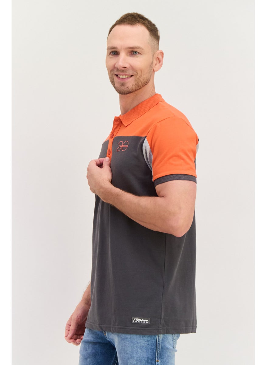 CROSSHATCH Men Regular Fit Brand Logo Short Sleeves Polo Shirt, Grey  - Image 4