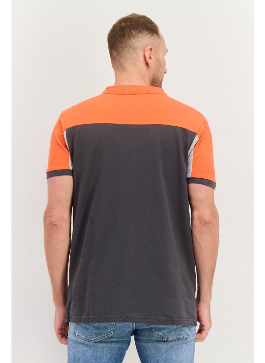 CROSSHATCH Men Regular Fit Brand Logo Short Sleeves Polo Shirt, Grey  - Image 2