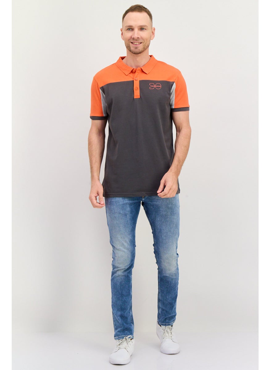 CROSSHATCH Men Regular Fit Brand Logo Short Sleeves Polo Shirt, Grey  - Image 3