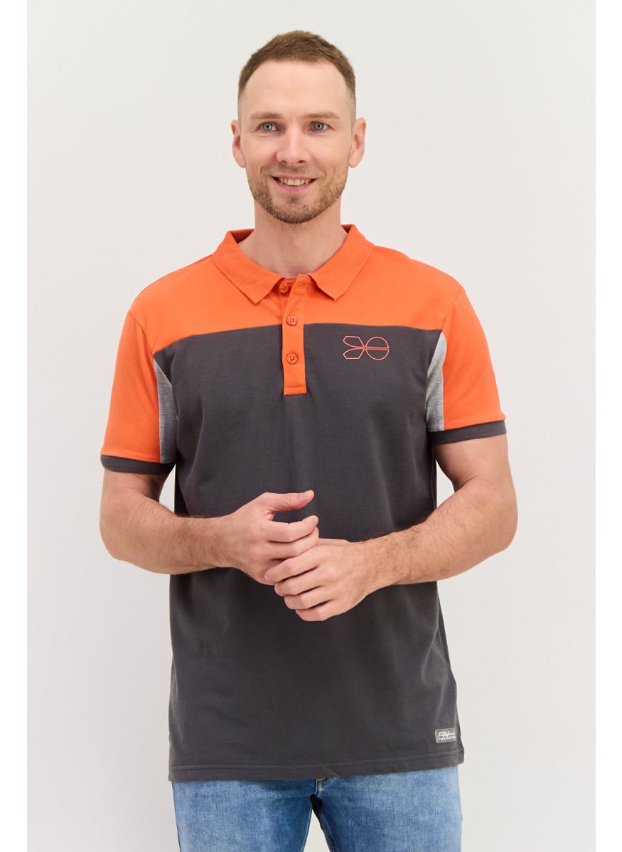 CROSSHATCH Men Regular Fit Brand Logo Short Sleeves Polo Shirt, Grey  - Image 1