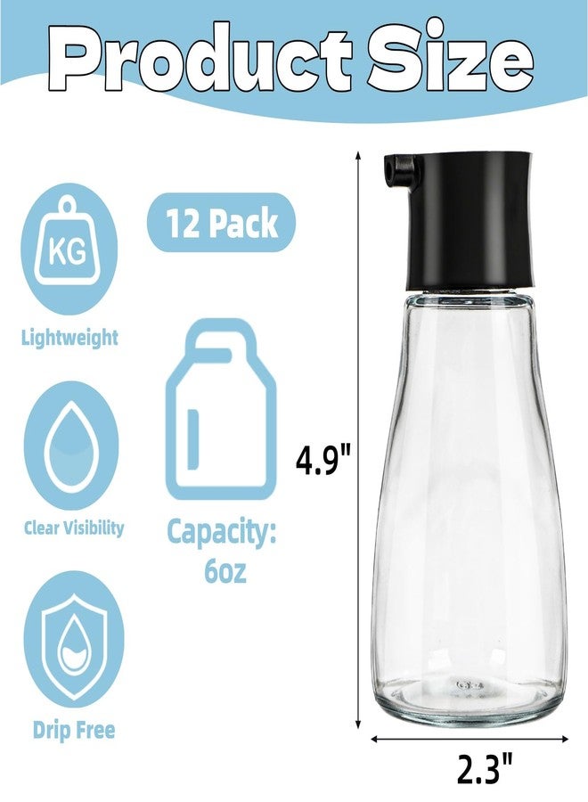 ELFULLY 12 Pack Soy Sauce Dispenser Bottle, 6 OZ Glass Leakproof Olive Oil Cruet, Small Clear Vinegar Dispensing Bottle, Non Drip Cooking Oil Container for BBQ Seasoning Kitchen Frying Picnic - Image 2
