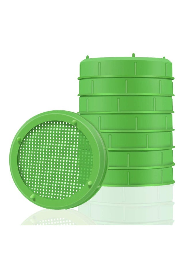 Picowe Plastic Sprouting Jar Strainer Lids for 86mm Wide Mouth Canning Jars Suit for Grow Bean Salad Sprouts Alfalfa 8 Pack Green - Image 1