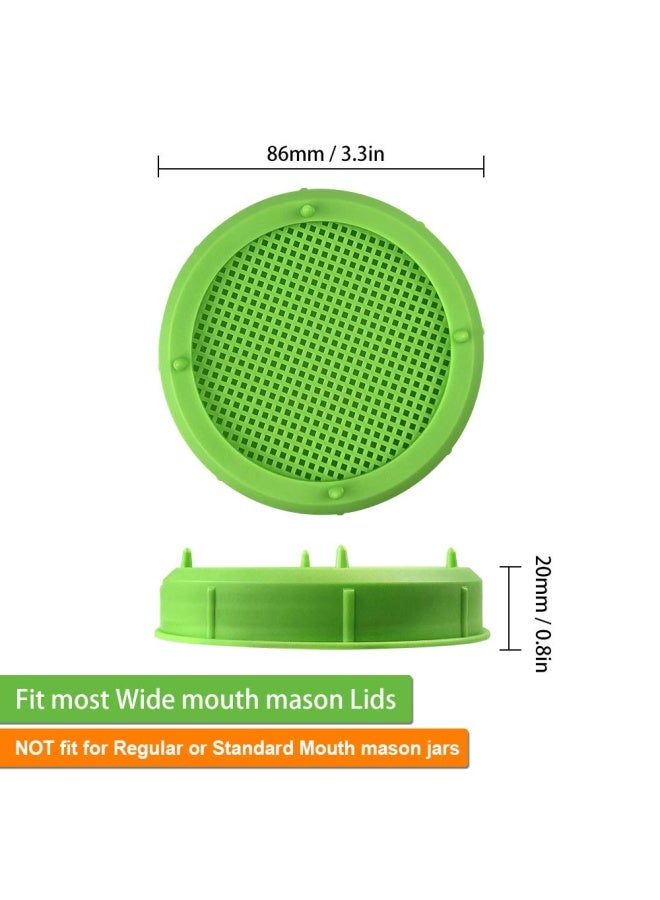 Picowe Plastic Sprouting Jar Strainer Lids for 86mm Wide Mouth Canning Jars Suit for Grow Bean Salad Sprouts Alfalfa 8 Pack Green - Image 2
