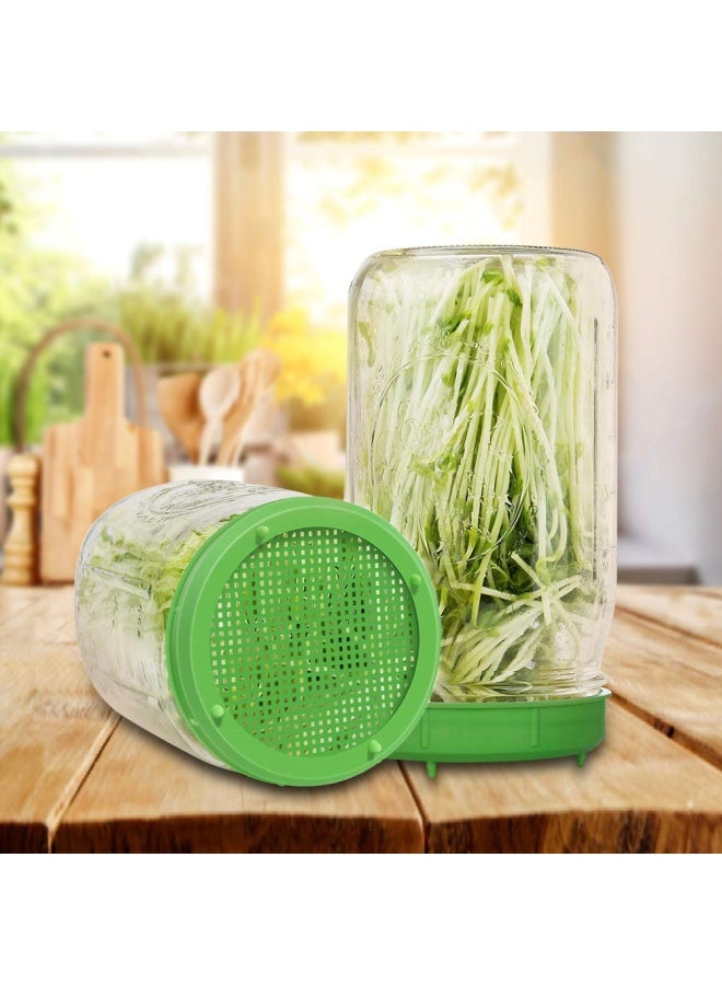 Picowe Plastic Sprouting Jar Strainer Lids for 86mm Wide Mouth Canning Jars Suit for Grow Bean Salad Sprouts Alfalfa 8 Pack Green - Image 4