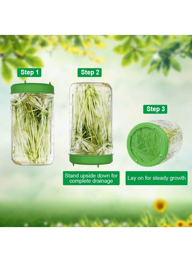 Picowe Plastic Sprouting Jar Strainer Lids for 86mm Wide Mouth Canning Jars Suit for Grow Bean Salad Sprouts Alfalfa 8 Pack Green - Image 5