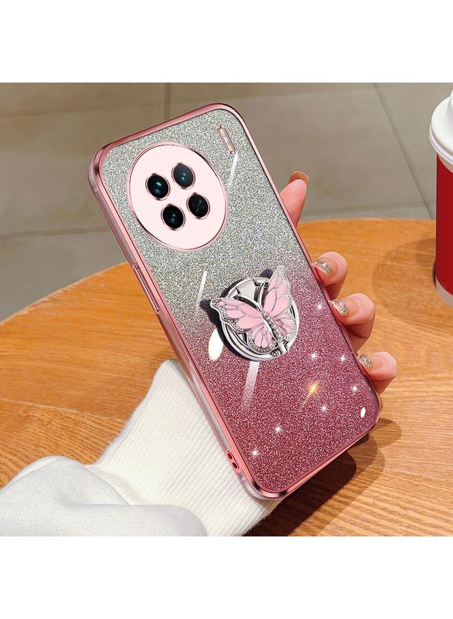 erorex Case For vivo X90 Plated Gradient Glitter Butterfly Holder TPU Phone Case - Image 1