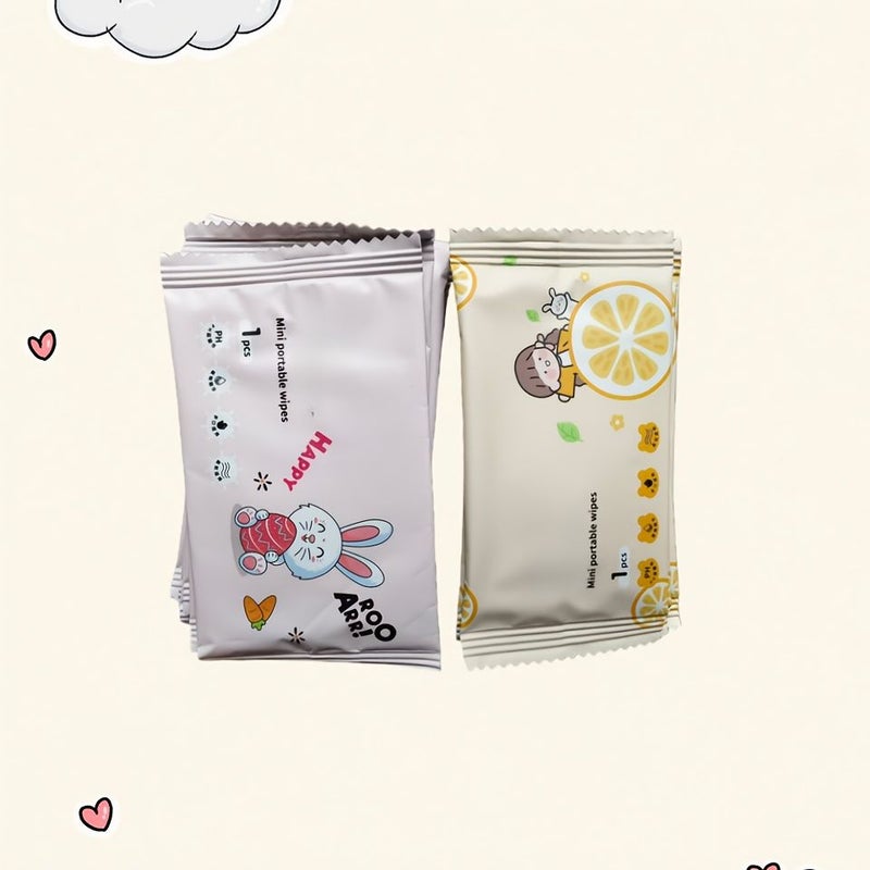 11pcs Cartoon Portable Wet Wipes Individually Packed For Travel Camping And Outings Random Colors And Styles Disposable - Image 2