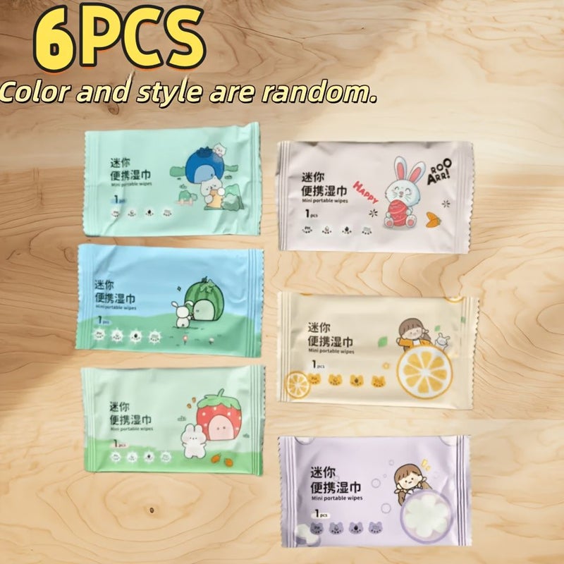 11pcs Cartoon Portable Wet Wipes Individually Packed For Travel Camping And Outings Random Colors And Styles Disposable - Image 5