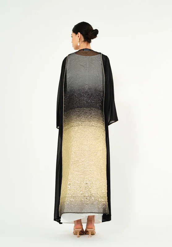 Thouq Beautiful chiffon Jalabiya With V-Neckline With Long Sleeves