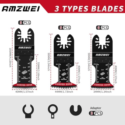 AMZWEI 16PCS Japanese Teeth Oscillating Tool Blade, CRV Extra Long Multi Tool Blade Kits for Wood Clean Cutting, Universal Oscillating Saw Blades Fit Dewalt Bosch Milwaukee Ryobi - Image 2