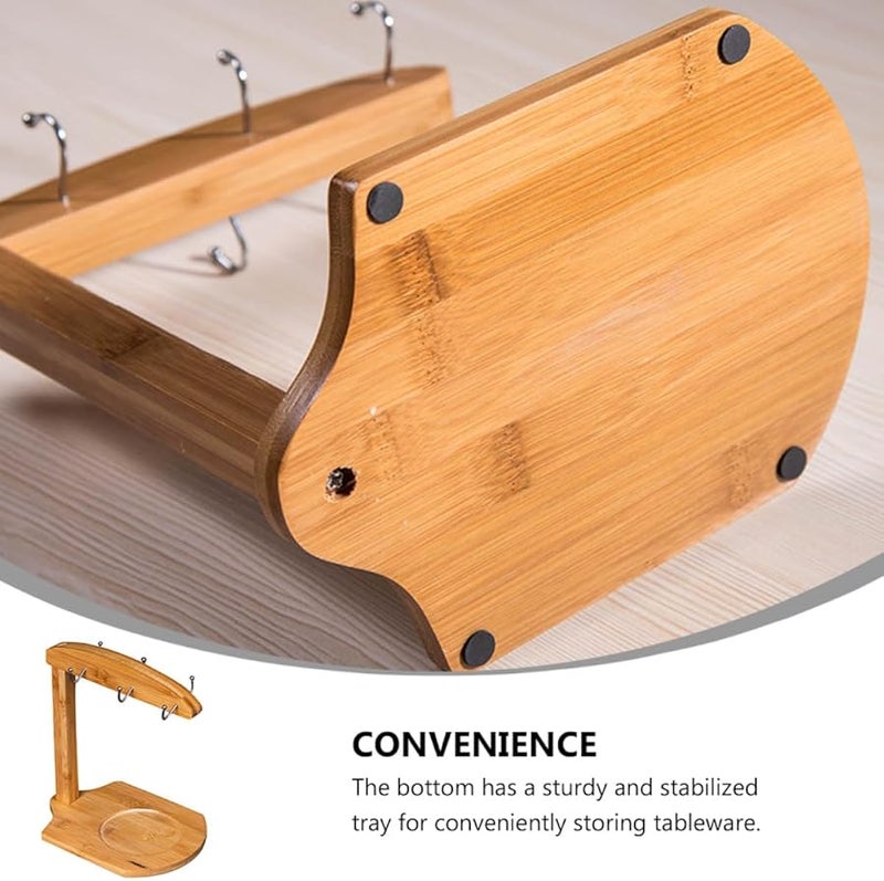 حامل أكواب خشبي طبيعي لطاولة المطبخ، منظف أكواب مستقر مع عرض أنيق - Image 5